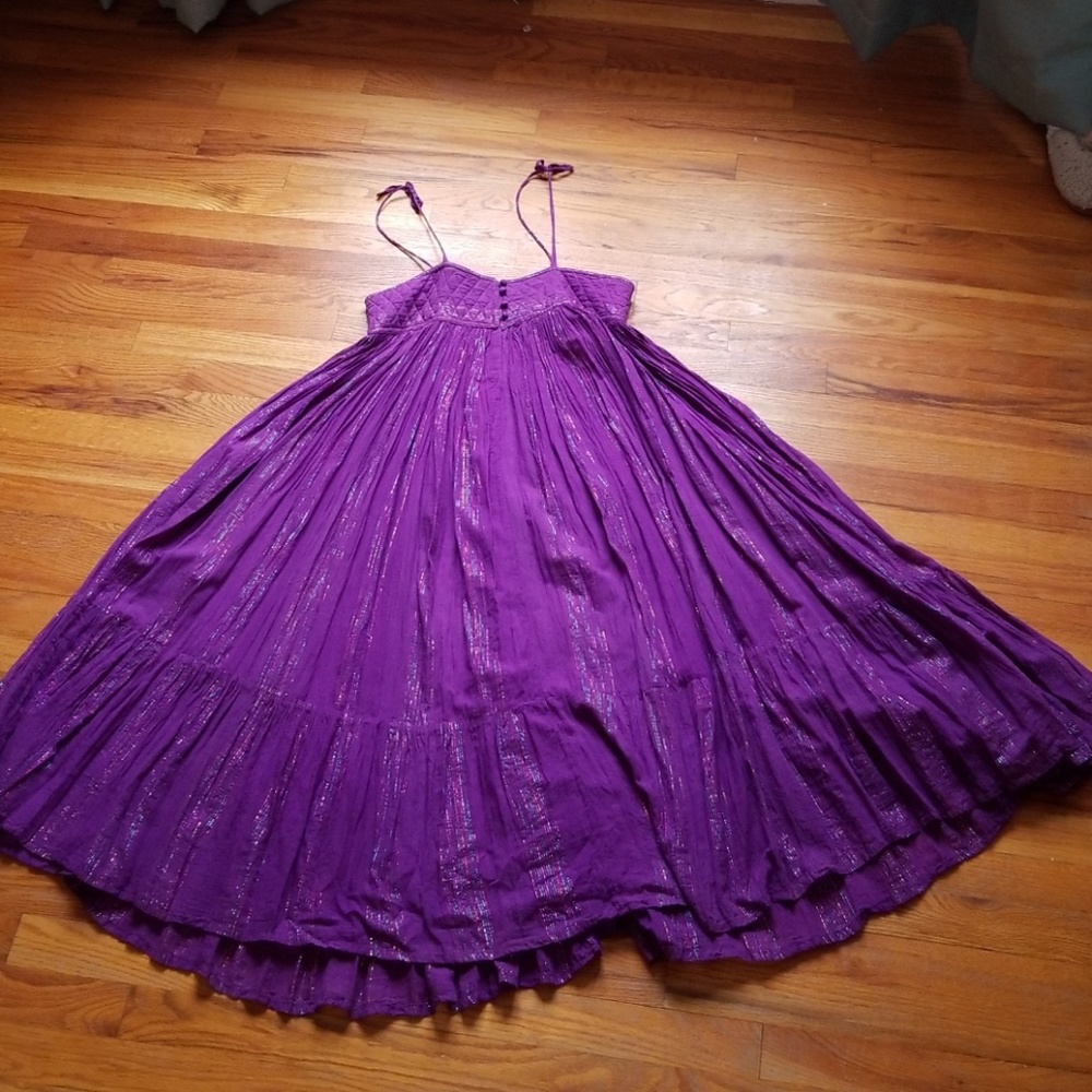 Vintage Adini Indian Cotton Lurex Purple Dress Sm